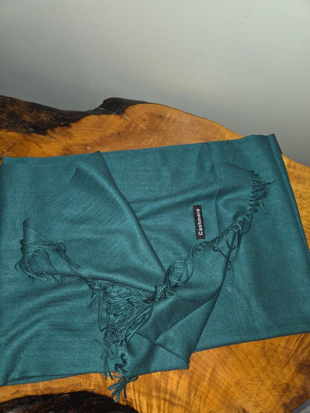 Cashmere Scarf Green Shawl Wrap With Fringe